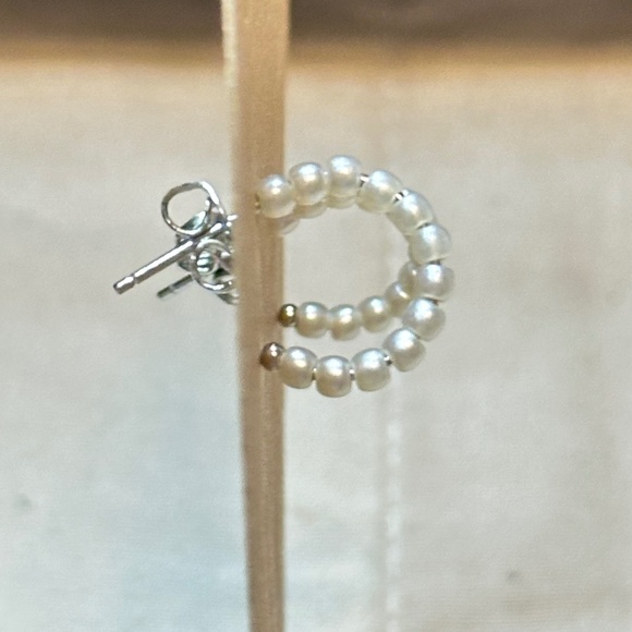 2/$15 Pearl “C” Shape Earrings. Silver tone post back. - Picture 4 of 6